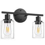 Modern Industrial Plug In Glass Wall Sconce for Bathroom Vanity and Bedroom Mirror Lighting