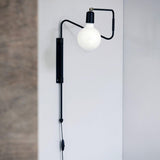 Modern Industrial Rotating Swing Arm Wall Sconce Set of 2 Brass and Black Adjustable Lamp
