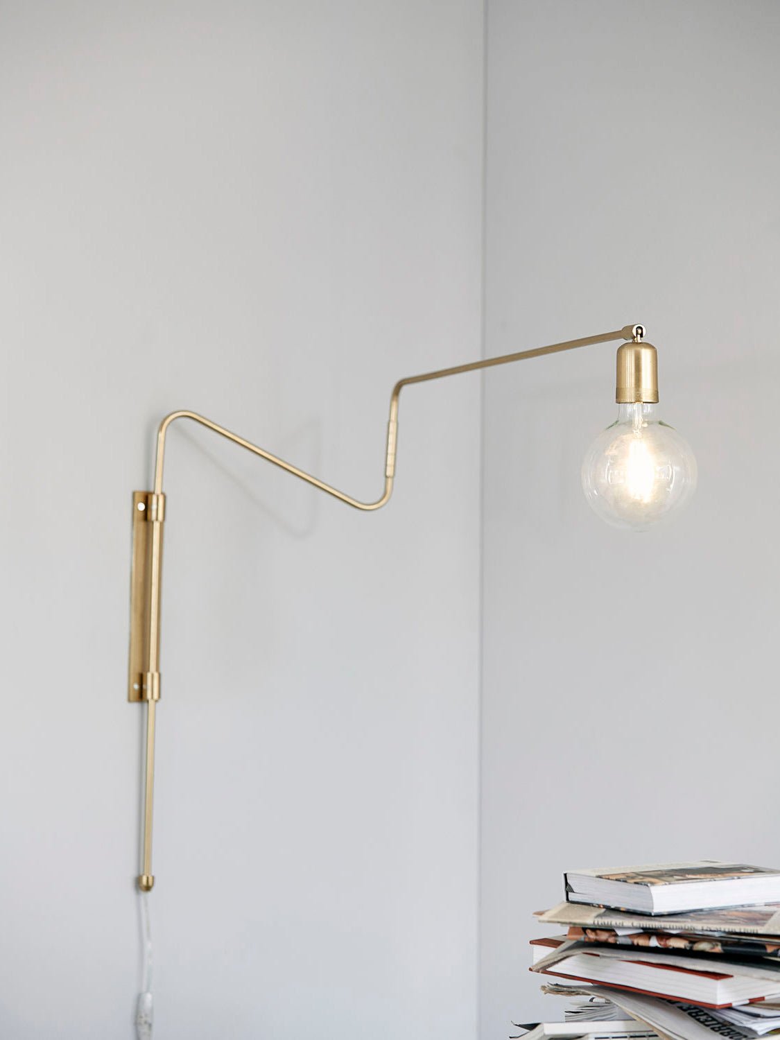 Modern Industrial Rotating Swing Arm Wall Sconce Set of 2 Brass and Black Adjustable Lamp
