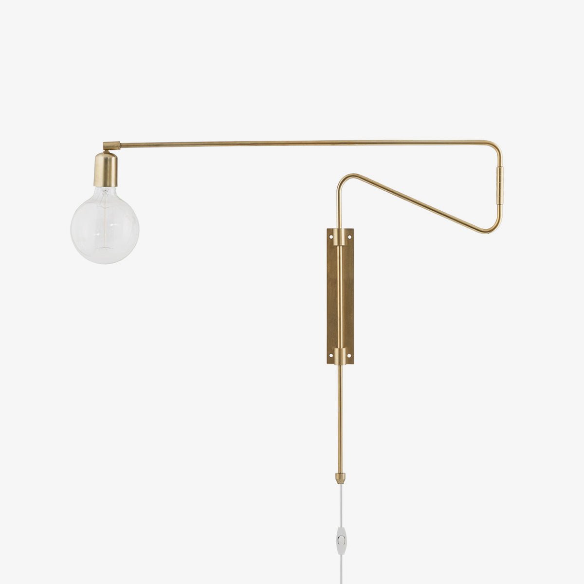 Modern Industrial Rotating Swing Arm Wall Sconce Set of 2 Brass and Black Adjustable Lamp