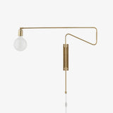 Modern Industrial Rotating Swing Arm Wall Sconce Set of 2 Brass and Black Adjustable Lamp