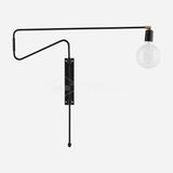 Modern Industrial Rotating Swing Arm Wall Sconce Set of 2 Brass and Black Adjustable Lamp