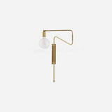 Modern Industrial Rotating Swing Arm Wall Sconce Set of 2 Brass and Black Adjustable Lamp