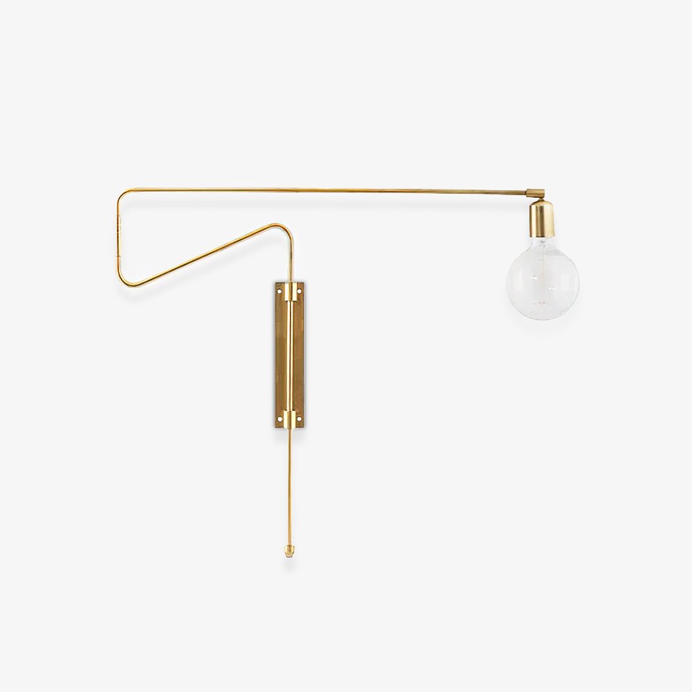 Modern Industrial Rotating Swing Arm Wall Sconce Set of 2 Brass and Black Adjustable Lamp