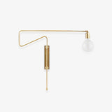 Modern Industrial Rotating Swing Arm Wall Sconce Set of 2 Brass and Black Adjustable Lamp