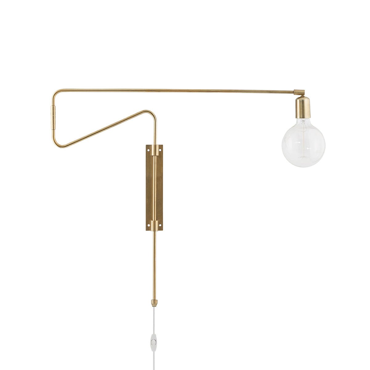 Modern Industrial Rotating Swing Arm Wall Sconce Set of 2 Brass and Black Adjustable Lamp