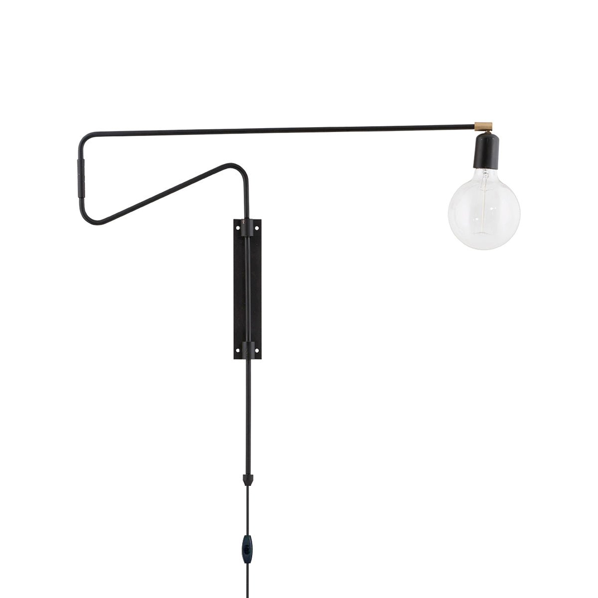 Modern Industrial Rotating Swing Arm Wall Sconce Set of 2 Brass and Black Adjustable Lamp