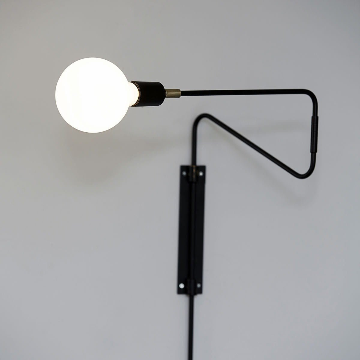 Modern Industrial Rotating Swing Arm Wall Sconce Set of 2 Brass and Black Adjustable Lamp