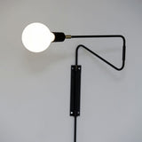 Modern Industrial Rotating Swing Arm Wall Sconce Set of 2 Brass and Black Adjustable Lamp