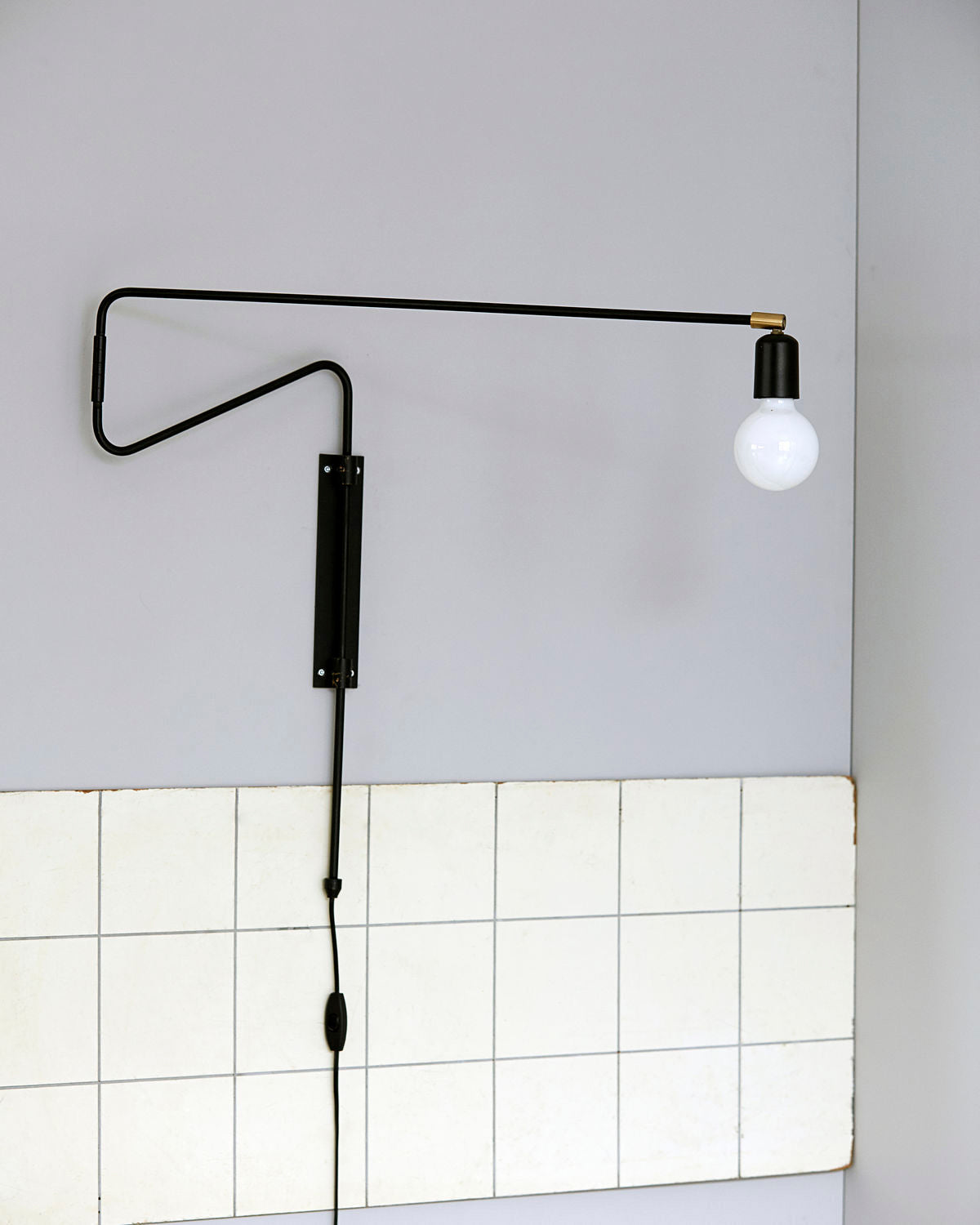 Modern Industrial Rotating Swing Arm Wall Sconce Set of 2 Brass and Black Adjustable Lamp