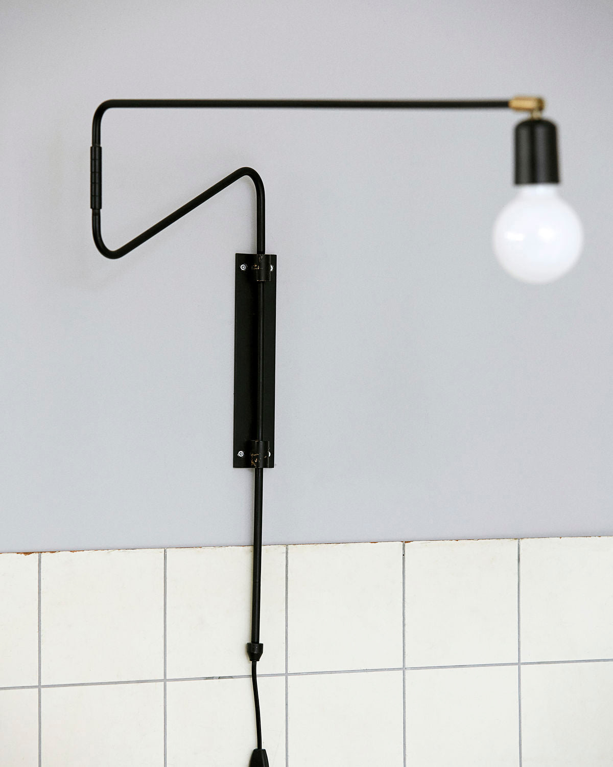 Modern Industrial Rotating Swing Arm Wall Sconce Set of 2 Brass and Black Adjustable Lamp