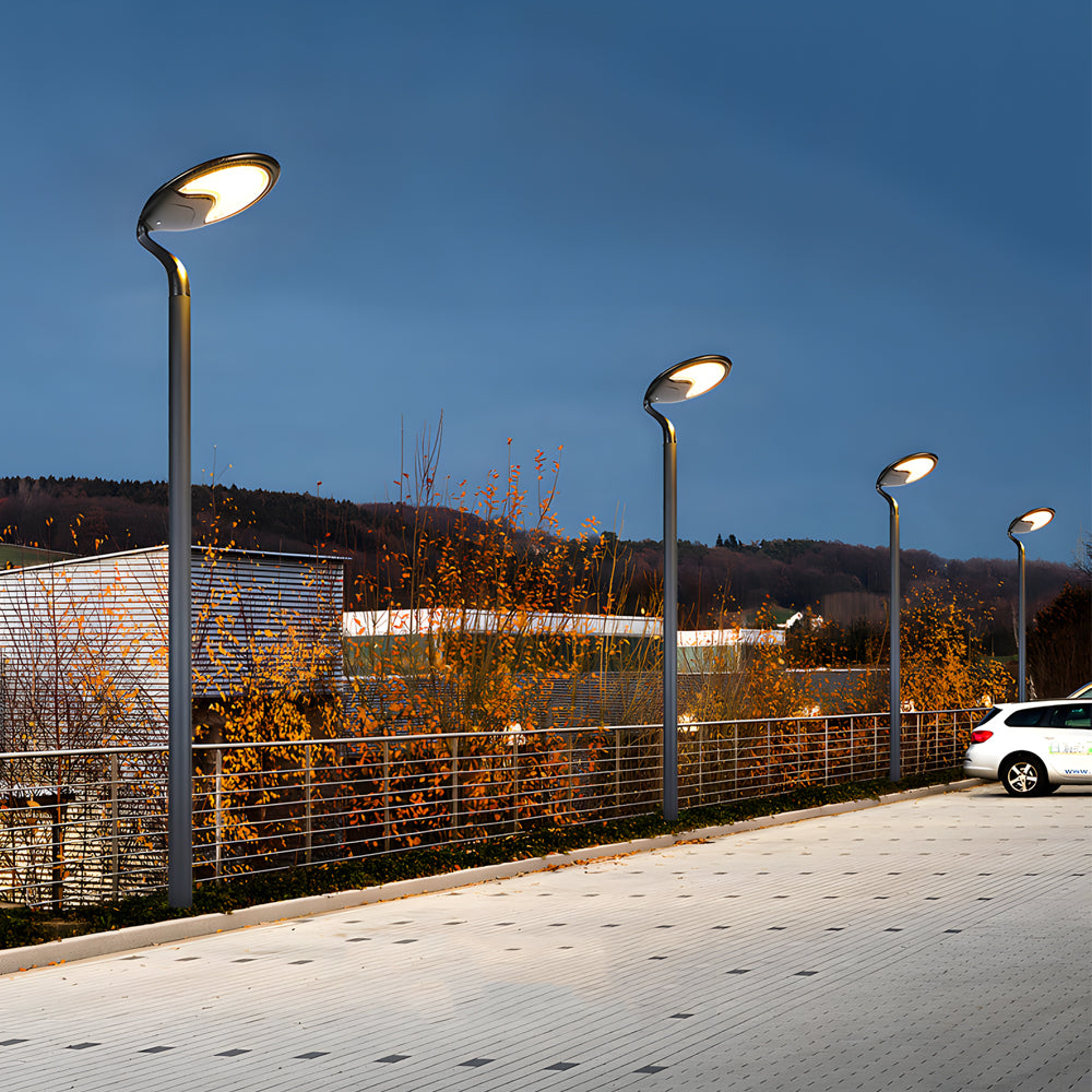 Modern Industrial Solar Powered LED Post Street Light in Matte Black Finish