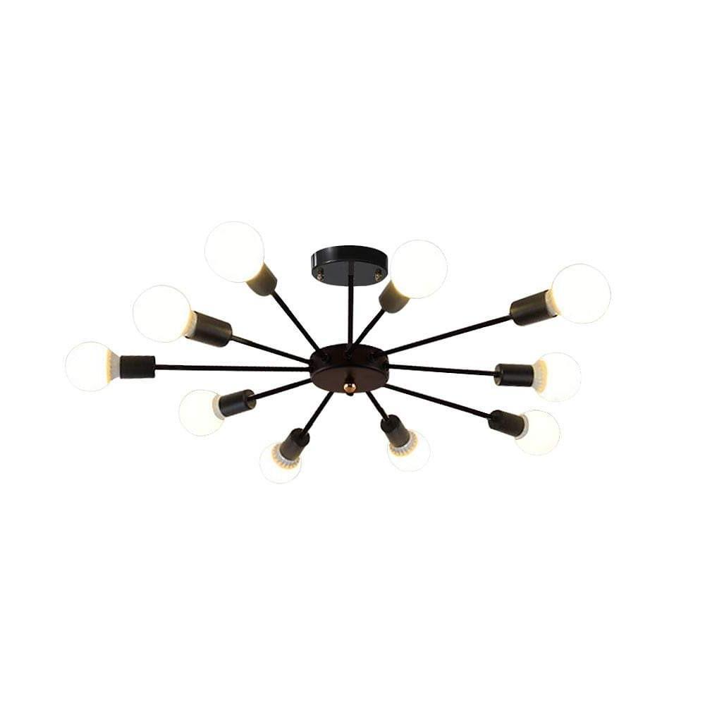 Modern Industrial Sputnik Chandelier 10 Light Black Metal Ceiling Fixture for Living Room