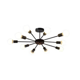 Modern Industrial Sputnik Chandelier 10 Light Black Metal Ceiling Fixture for Living Room