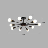 Modern Industrial Sputnik Chandelier 10 Light Black Metal Ceiling Fixture for Living Room