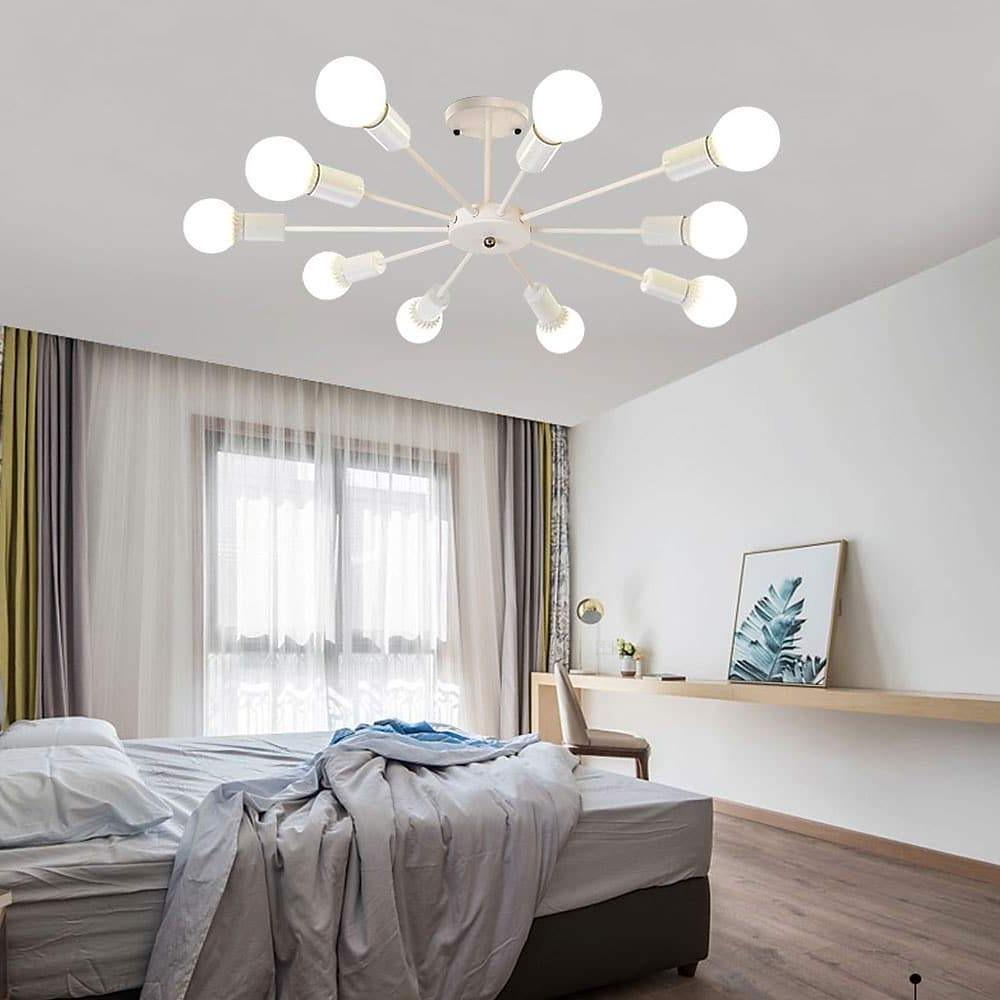 Modern Industrial Sputnik Chandelier 10 Light Black Metal Ceiling Fixture for Living Room