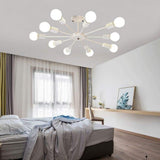 Modern Industrial Sputnik Chandelier 10 Light Black Metal Ceiling Fixture for Living Room