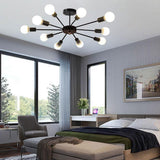 Modern Industrial Sputnik Chandelier 10 Light Black Metal Ceiling Fixture for Living Room