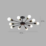 Modern Industrial Sputnik Chandelier 10 Light Black Metal Ceiling Fixture for Living Room