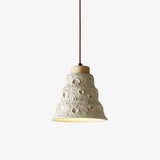 Modern Industrial Stone Bell Pendant Light with Wood and Cement Texture for Kitchen Island