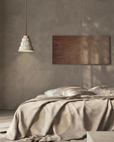 Modern Industrial Stone Bell Pendant Light with Wood and Cement Texture for Kitchen Island