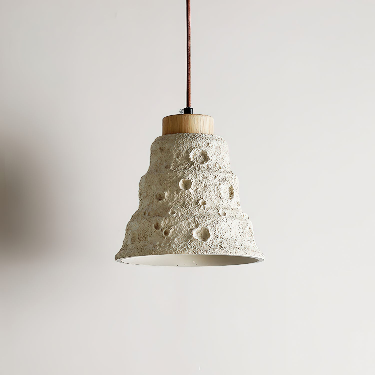 Modern Industrial Stone Bell Pendant Light with Wood and Cement Texture for Kitchen Island