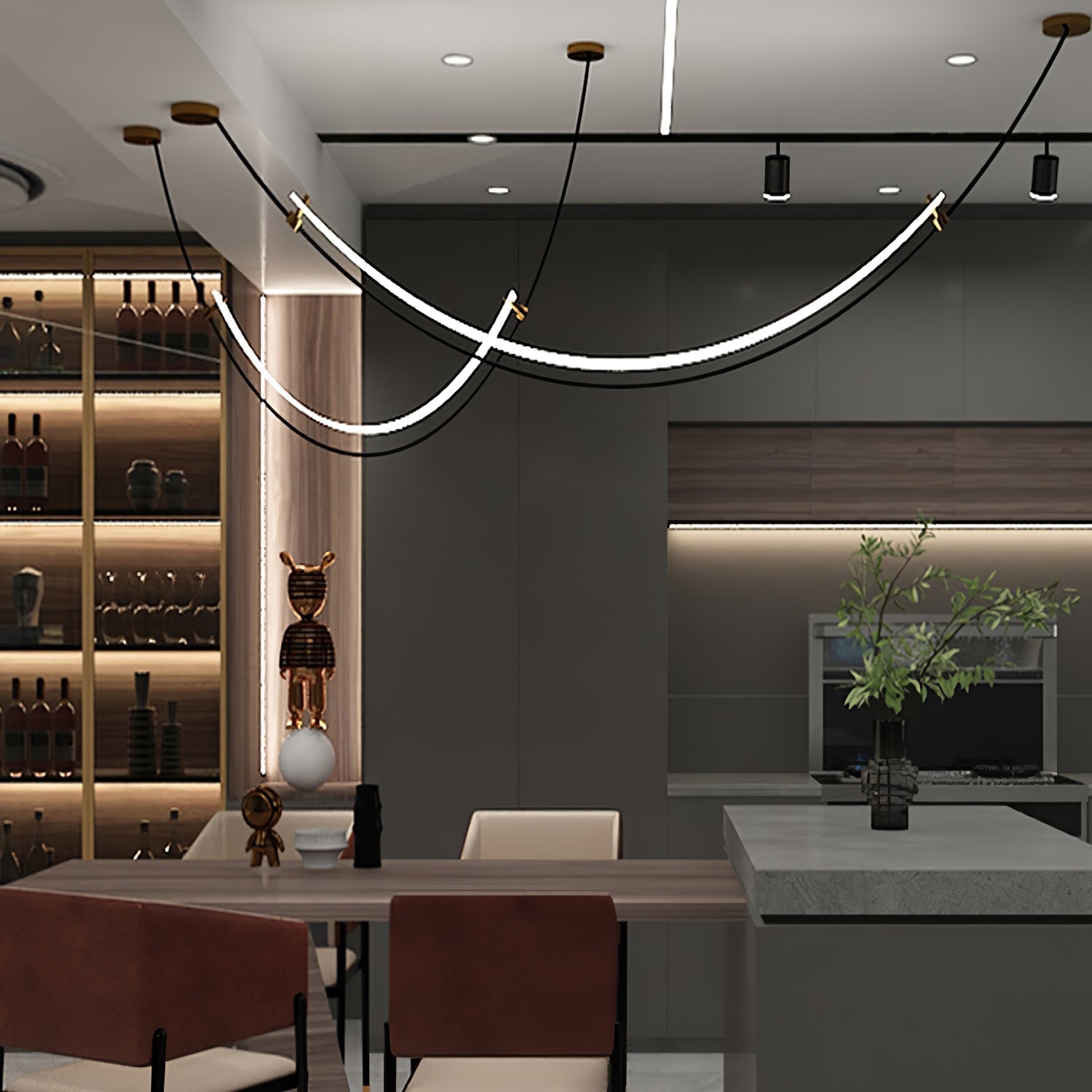 Modern Integrated LED Neon Pendant Lamp Minimalist Circular Ceiling Light Fixture