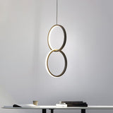 Modern Interlocking Double Ring LED Pendant Light for Living Room and Bedroom Adjustable Height