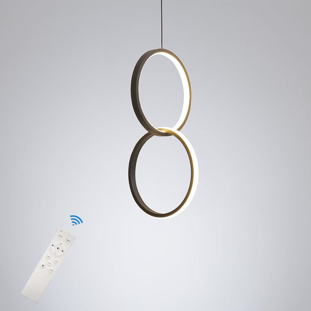 Modern Interlocking Double Ring LED Pendant Light for Living Room and Bedroom Adjustable Height