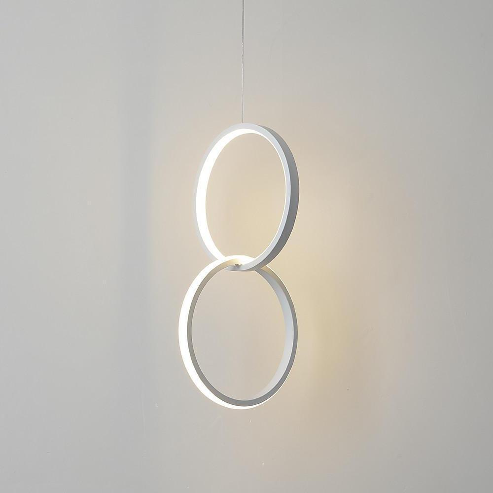Modern Interlocking Double Ring LED Pendant Light for Living Room and Bedroom Adjustable Height