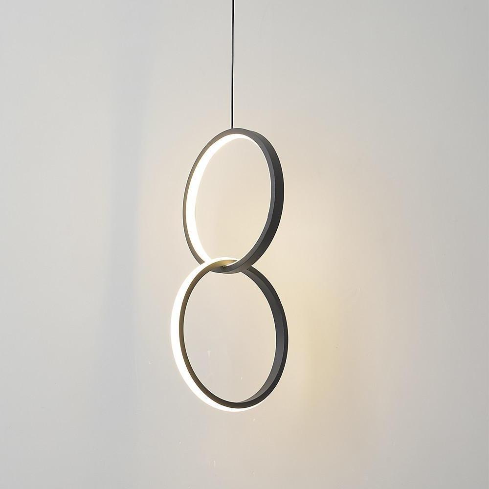 Modern Interlocking Double Ring LED Pendant Light for Living Room and Bedroom Adjustable Height