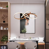 Modern Interweaving Wave LED Pendant Light Aluminum Acrylic Linear Chandelier for Living Room