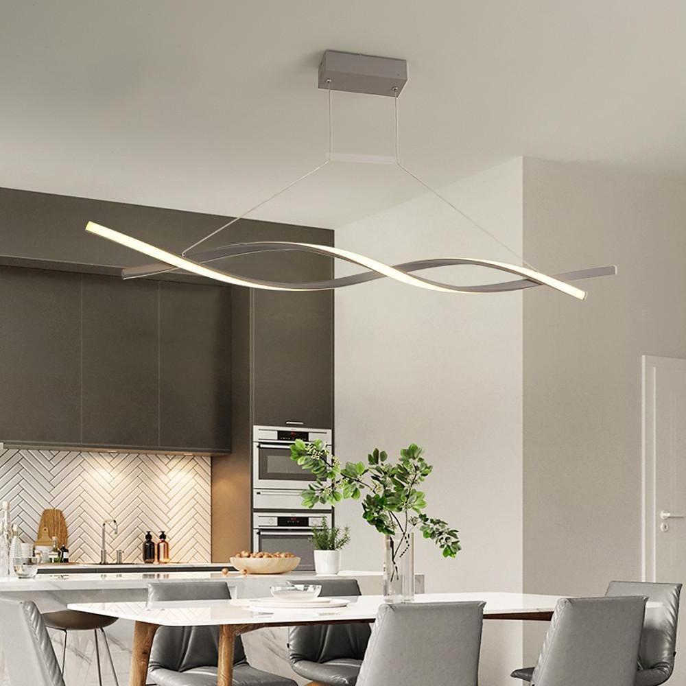 Modern Interwoven Wave LED Pendant Light Gold and Gray Kitchen Island Hanging Lamp