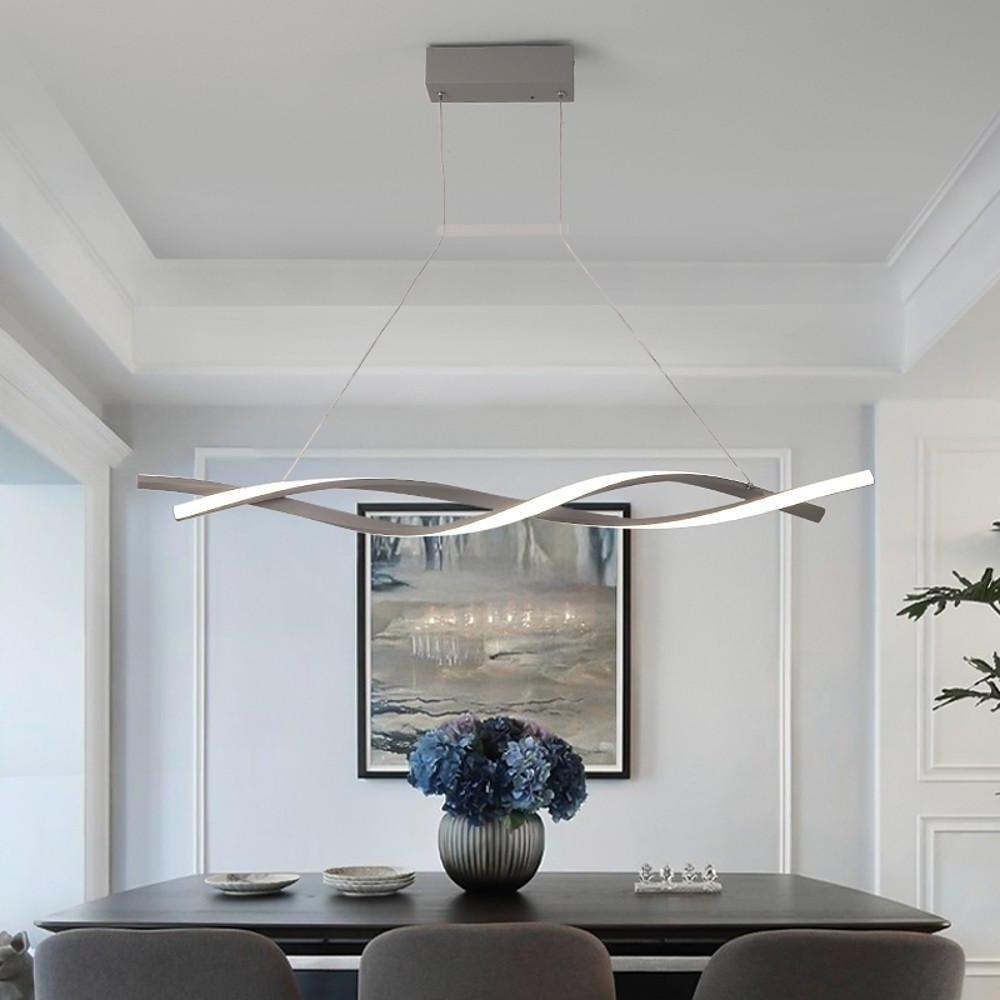 Modern Interwoven Wave LED Pendant Light Gold and Gray Kitchen Island Hanging Lamp