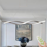 Modern Interwoven Wave LED Pendant Light Gold and Gray Kitchen Island Hanging Lamp