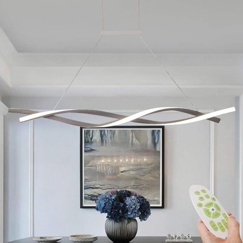 Modern Interwoven Wave LED Pendant Light Gold and Gray Kitchen Island Hanging Lamp