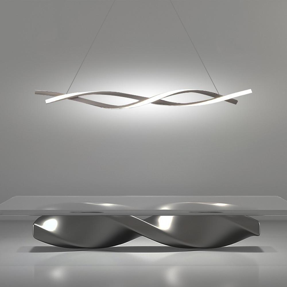 Modern Interwoven Wave LED Pendant Light Gold and Gray Kitchen Island Hanging Lamp
