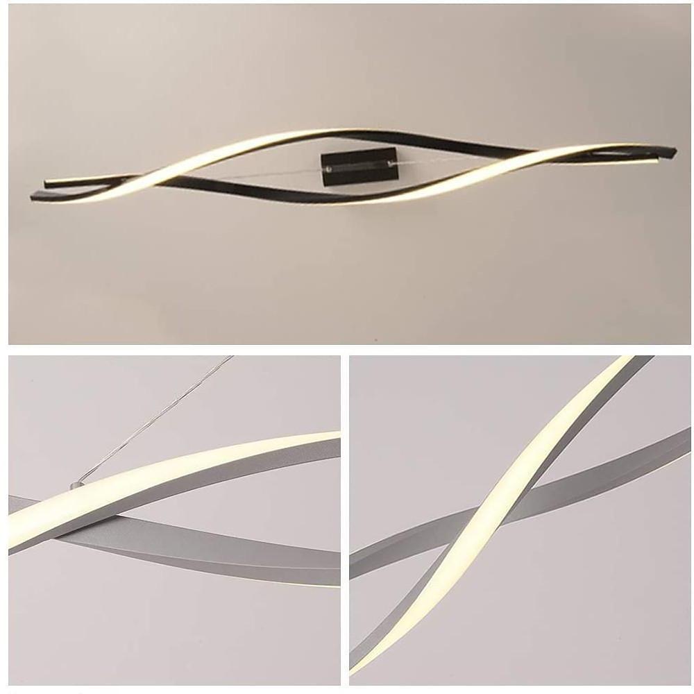 Modern Interwoven Wave LED Pendant Light Gold and Gray Kitchen Island Hanging Lamp