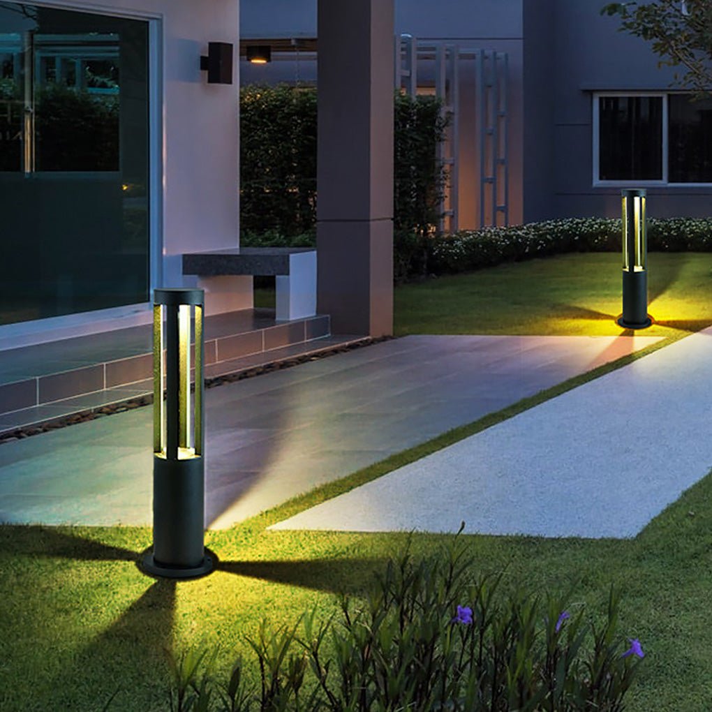 Modern IP65 Waterproof Black Outdoor Pathway Lights Round Strip Landscape Lawn Lamps