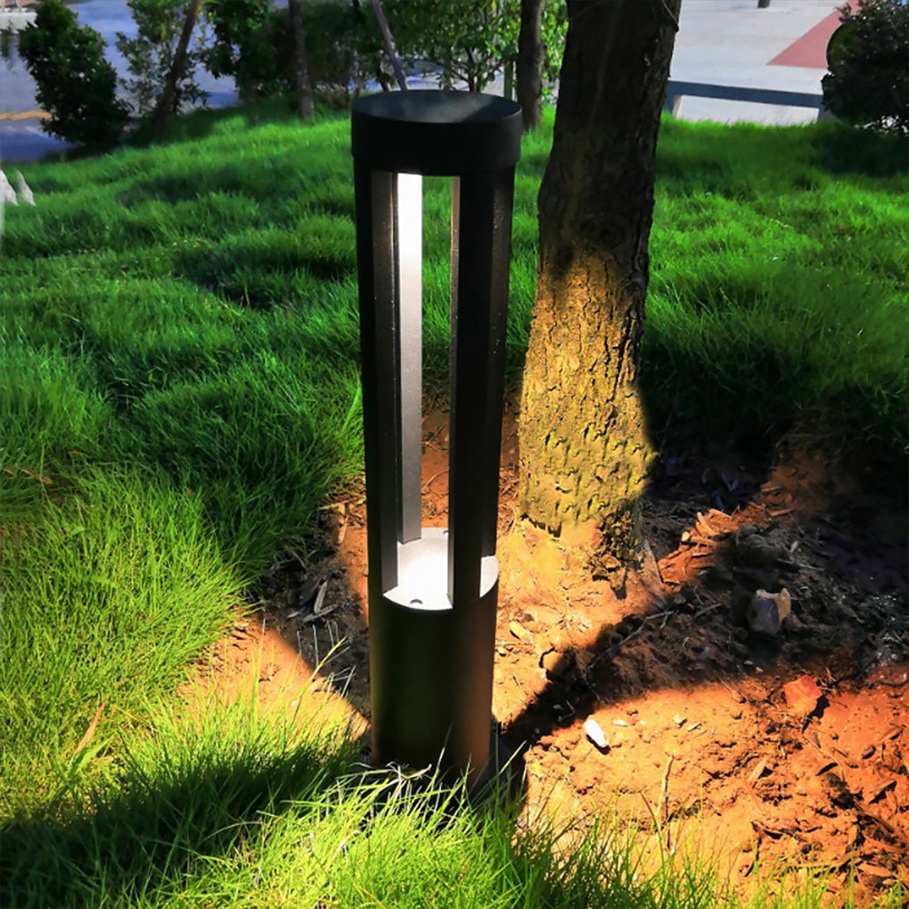 Modern IP65 Waterproof Black Outdoor Pathway Lights Round Strip Landscape Lawn Lamps