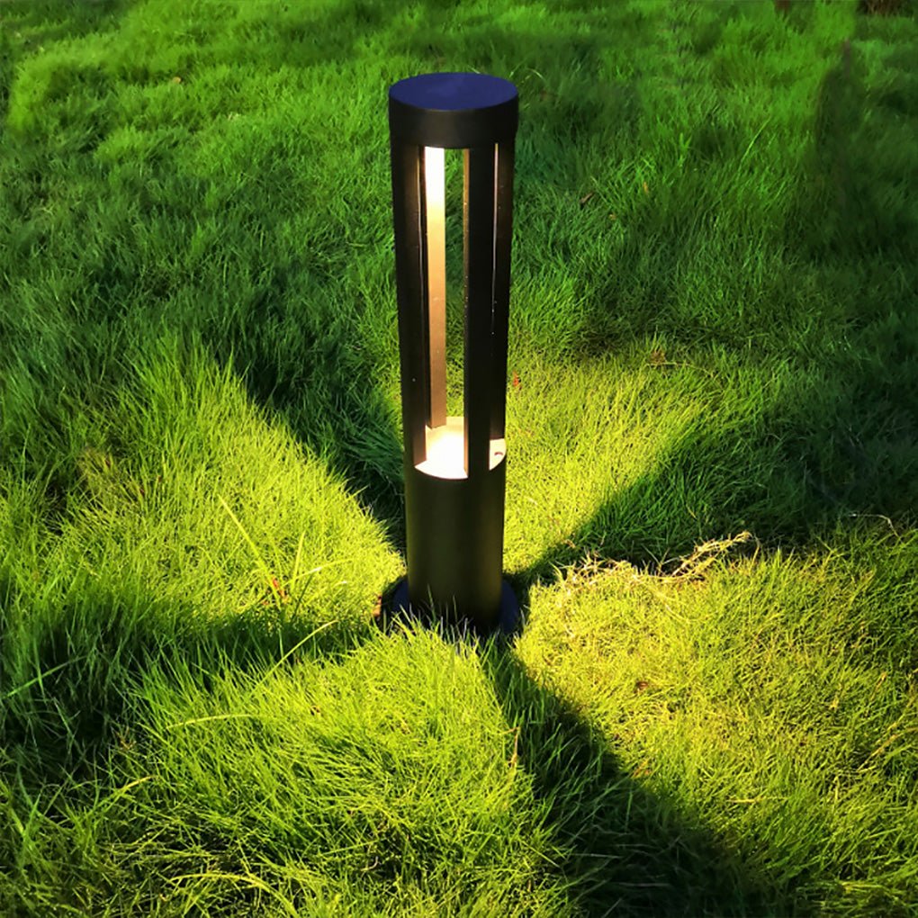Modern IP65 Waterproof Black Outdoor Pathway Lights Round Strip Landscape Lawn Lamps