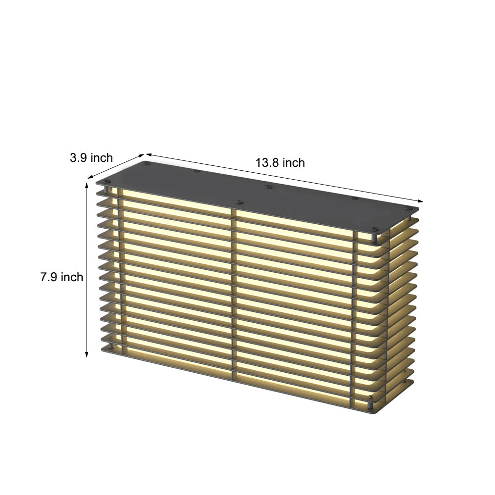 Modern IP65 Waterproof Solar Outdoor Wall Sconce Square Grid Stainless Steel Exterior Light
