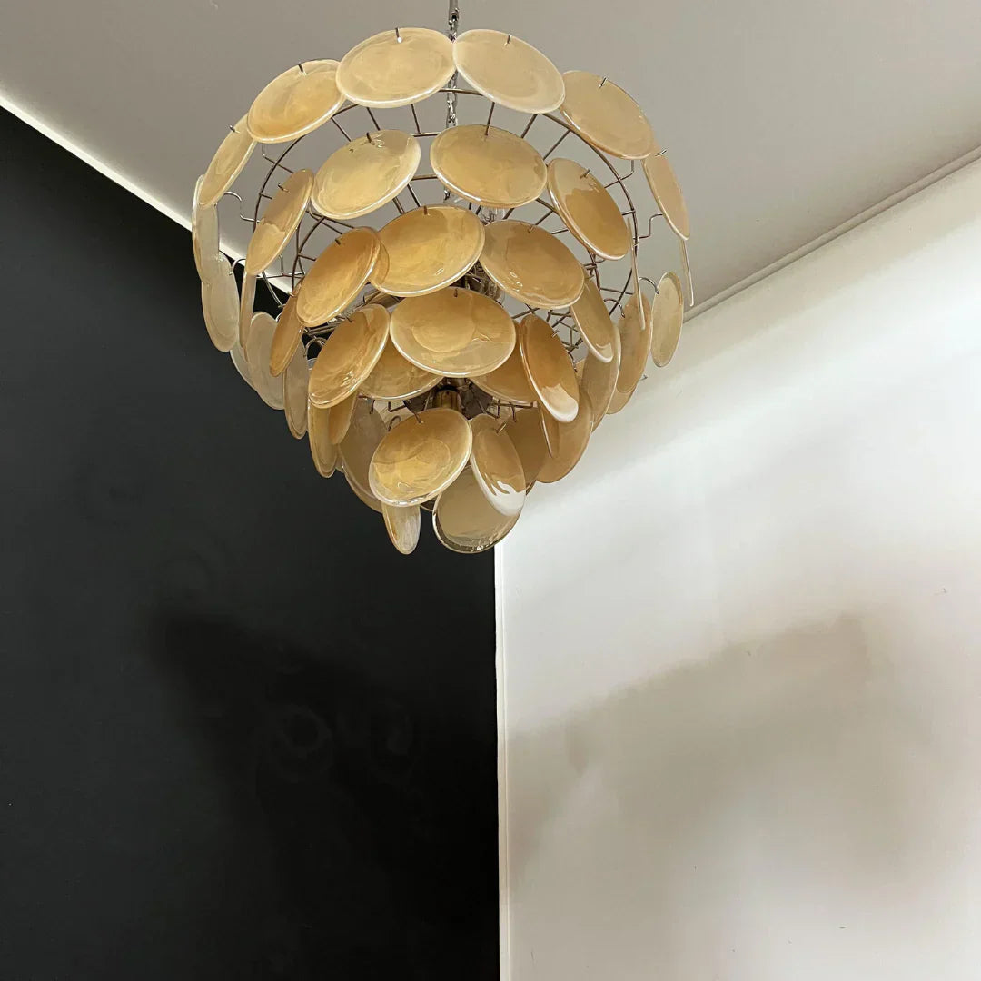 modern-iridescent-gold-murano-glass-disk-chandelier-for-luxury-interiors