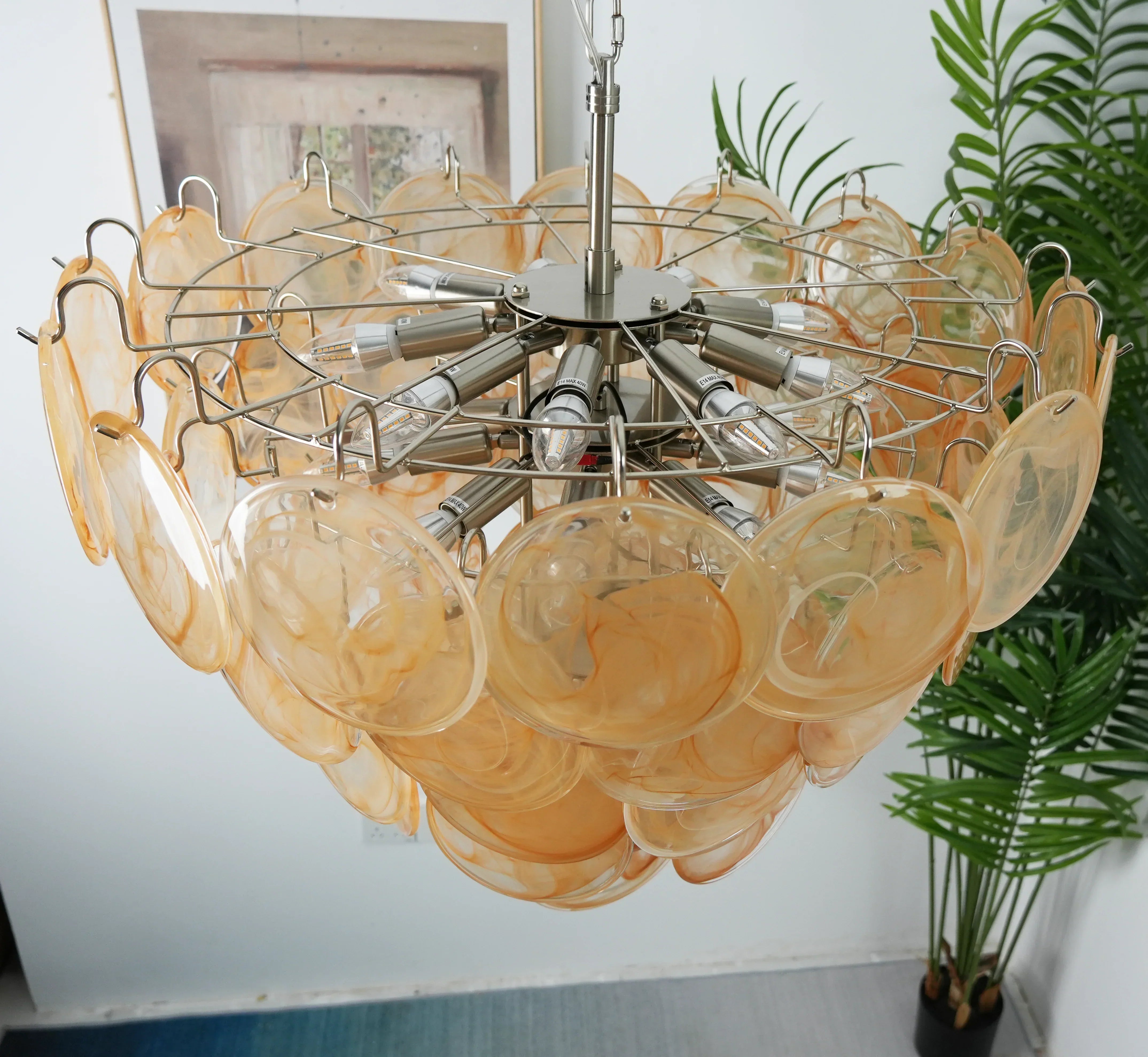 modern-iridescent-gold-murano-glass-disk-chandelier-for-luxury-interiors