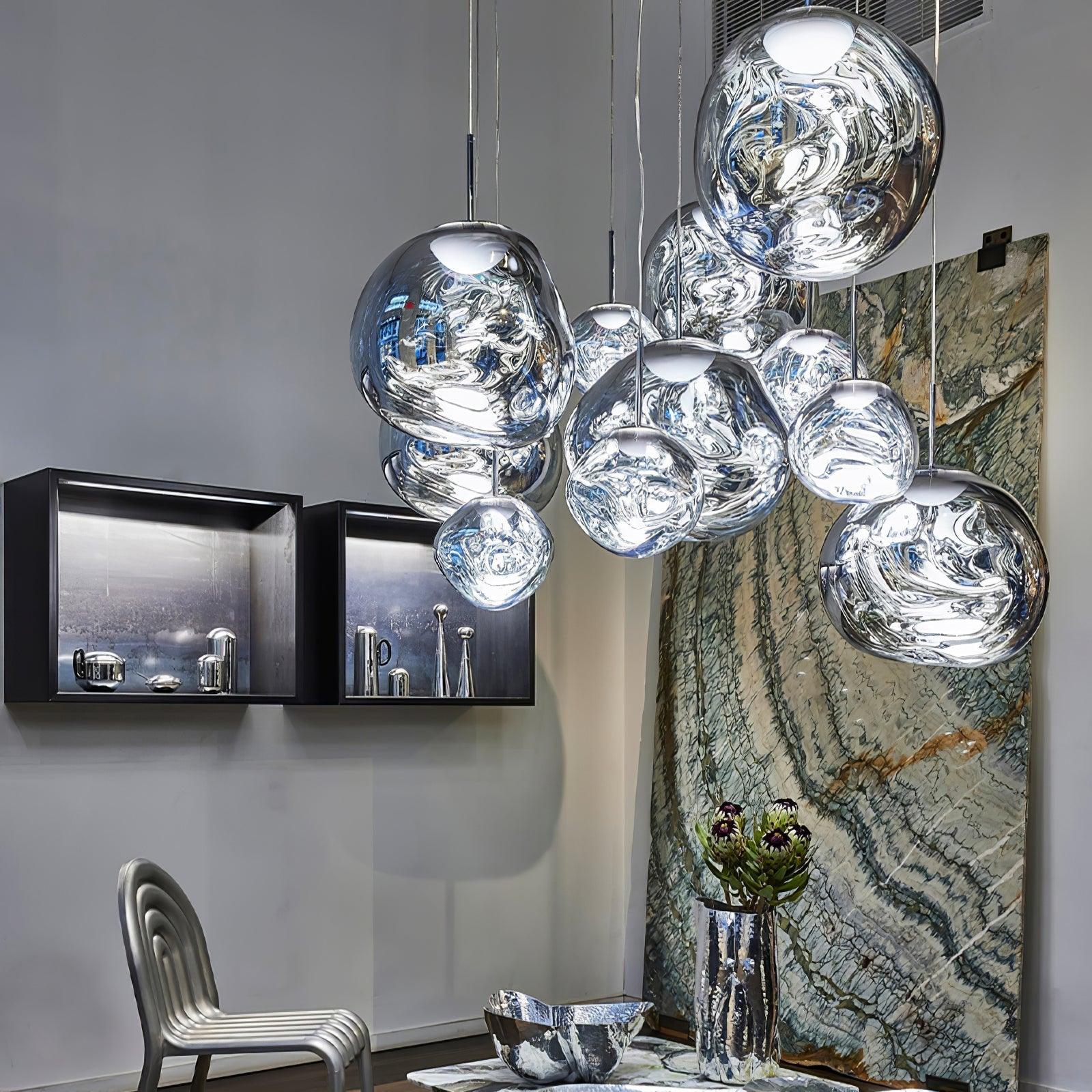 Modern Iridescent Melt Glass Lava Pendant Light for Contemporary Home Interiors