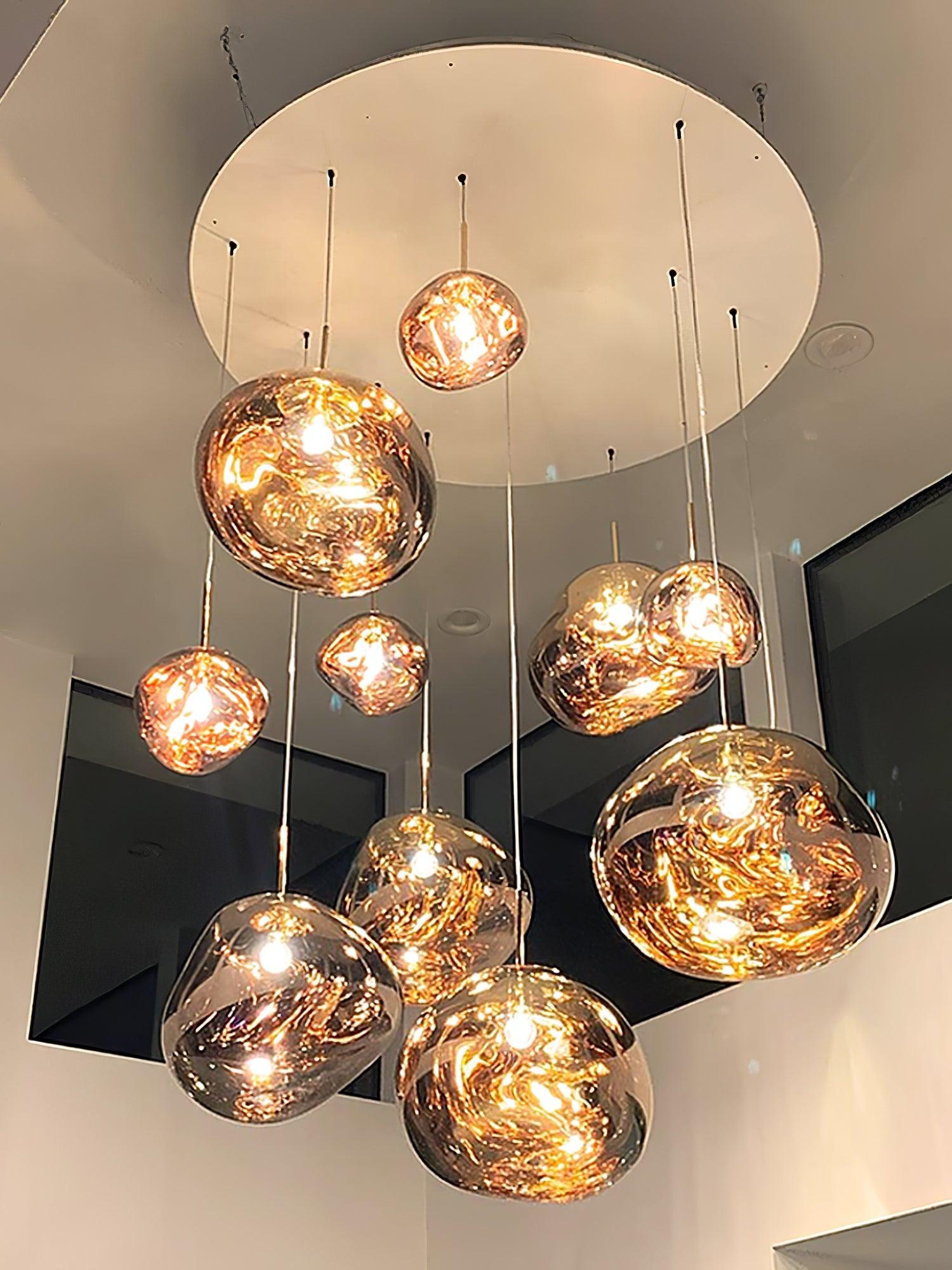 Modern Iridescent Melt Glass Lava Pendant Light for Contemporary Home Interiors