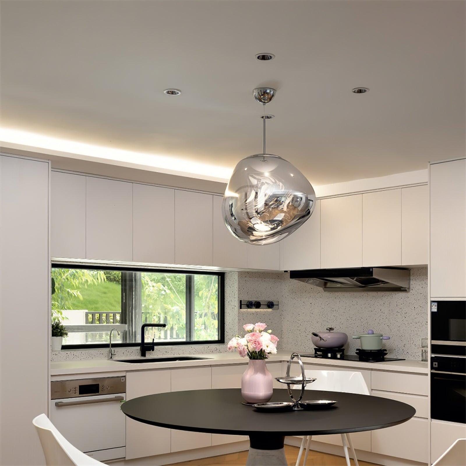 Modern Iridescent Melt Glass Lava Pendant Light for Contemporary Home Interiors