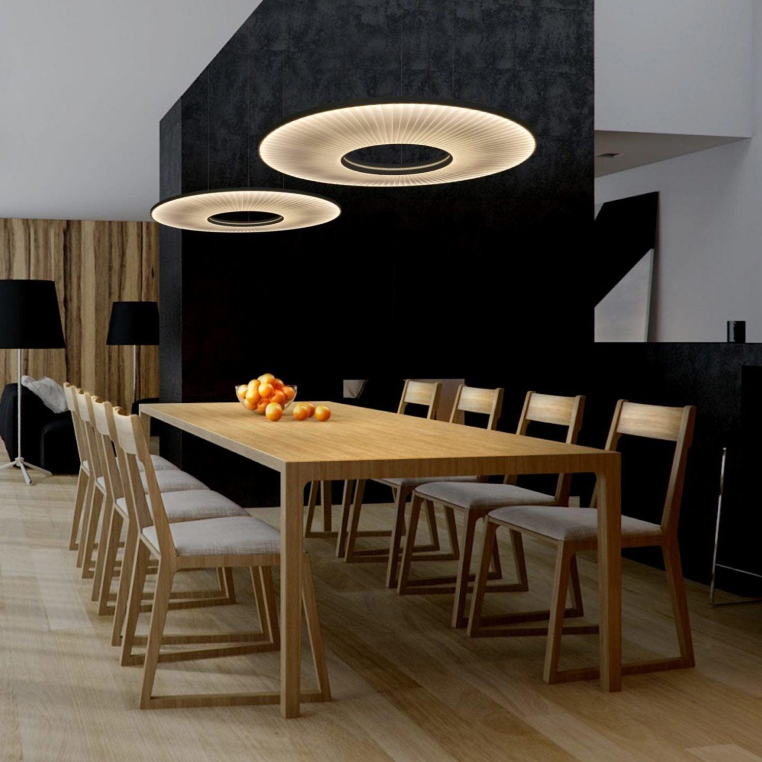 Modern Iris LED Pendant Light with White Fabric Shade and Adjustable Cable for Indoor Lighting