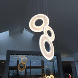 Modern Iris LED Pendant Light with White Fabric Shade and Adjustable Cable for Indoor Lighting