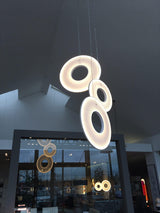 Modern Iris LED Pendant Light with White Fabric Shade and Adjustable Cable for Indoor Lighting